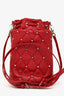 Miu Miu 2020 Red Nappa 'Borchie' Studded Quilted Shoulder Bag
