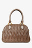 Miu Miu Dark Beige Leather Matelassé Lux 'Baulleto' Top Handle Bag