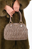 Miu Miu Dark Beige Leather Matelassé Lux 'Baulleto' Top Handle Bag