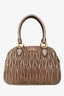 Miu Miu Dark Beige Leather Matelassé Lux 'Baulleto' Top Handle Bag