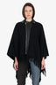 The Kooples Black Wool/Leather Fringe Cape Estimated Size S
