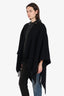 The Kooples Black Wool/Leather Fringe Cape Estimated Size S