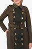 Burberry Khaki Green Tweed/Quilted Hourglass Coat Size 40