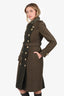 Burberry Khaki Green Tweed/Quilted Hourglass Coat Size 40