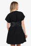 MCQ Alexander McQueen Black Leather/Wood Belted Mini Dress Size 42