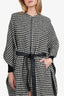Maje Black/White Wool Belted Houndstooth Cape Coat Size 0