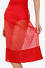 Giambattista Valli Red Organza Sheer Knee Length Skirt Estimated Size M