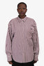 Brunello Cucinelli Burgundy/Blush Striped Cotton Button Down Shirt Size 4XL