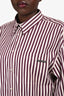 Brunello Cucinelli Burgundy/Blush Striped Cotton Button Down Shirt Size 4XL