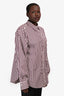 Brunello Cucinelli Burgundy/Blush Striped Cotton Button Down Shirt Size 4XL