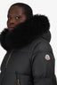 Moncler Black Down 'Laichefur' Parka Jacket with Removable Fur Hood Size 5