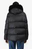 Moncler Black Down 'Laichefur' Parka Jacket with Removable Fur Hood Size 5