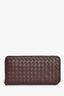 Bottega Veneta Dark Barolo Intrecciato Leather Piccolo Zip Around Wallet