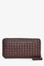 Bottega Veneta Dark Barolo Intrecciato Leather Piccolo Zip Around Wallet