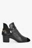 Pre-Loved Chanel™ 2021 Black Leather/Velvet Cap Toe Buckle Ankle Boots Size 37
