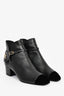 Pre-Loved Chanel™ 2021 Black Leather/Velvet Cap Toe Buckle Ankle Boots Size 37