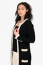 Pre-Loved Chanel™ 2004 Black/Cream Cashmere Long Open Cardigan Size 36