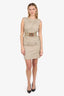 Dolce & Gabbana Beige Cargo Sleeveless Belted Dress Size 40