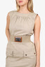 Dolce & Gabbana Beige Cargo Sleeveless Belted Dress Size 40