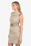 Dolce & Gabbana Beige Cargo Sleeveless Belted Dress Size 40