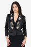 Alexander McQueen Black Silk Floral Embroidered Blazer Size 38