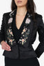 Alexander McQueen Black Silk Floral Embroidered Blazer Size 38
