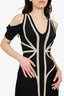 Alexander McQueen Black/Beige British Flag Pleated Detail Dress Size XS