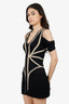 Alexander McQueen Black/Beige British Flag Pleated Detail Dress Size XS
