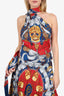 Alexander McQueen Blue/Red Printed Halter Neck Size 38