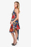 Alexander McQueen Blue/Red Printed Halter Neck Size 38