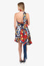 Alexander McQueen Blue/Red Printed Halter Neck Size 38