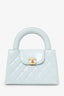 Pre-Loved Chanel™ 2024 Baby Blue Shiny Aged Calfskin Quilted Mini Kelly Shopper