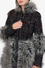 Pre-Loved Chanel™ 2010 Black/Red Tweed Faux Fur Long Jacket Size 36