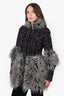 Pre-Loved Chanel™ 2010 Black/Red Tweed Faux Fur Long Jacket Size 36