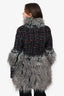 Pre-Loved Chanel™ 2010 Black/Red Tweed Faux Fur Long Jacket Size 36