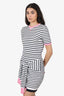 Pre-Loved Chanel™ 24S Black/White/Pink Striped Terry Cloth CC Dress Size 34