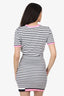 Pre-Loved Chanel™ 24S Black/White/Pink Striped Terry Cloth CC Dress Size 34