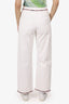 Pre-Loved Chanel™ White Denim Tweed Trimmed Wide Leg Jeans Size 38