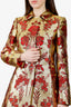 Dolce & Gabbana Gold/Red Metallic Floral Brocade Cape Coat Jacket Size 40