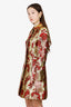 Dolce & Gabbana Gold/Red Metallic Floral Brocade Cape Coat Jacket Size 40