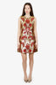 Dolce & Gabbana Gold/Red Metallic Floral Brocade Mini Dress Size 42
