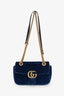Gucci Cobalt Blue Velvet Mini Marmont Shoulder Bag
