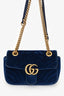 Gucci Cobalt Blue Velvet Mini Marmont Shoulder Bag