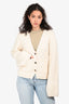 Khaite Cream Cashmere Ribbed Scarlet Cardigan Size S