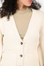 Khaite Cream Cashmere Ribbed Scarlet Cardigan Size S