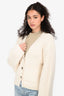 Khaite Cream Cashmere Ribbed Scarlet Cardigan Size S