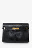 Saint Laurent Black Croc Embossed Manhattan Shoulder Bag