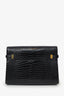 Saint Laurent Black Croc Embossed Manhattan Shoulder Bag