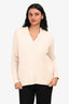 Acne Studios Cream Wool Ribbed V-Neck Sweater Size XS