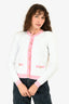 L'Agence Pink/White Gold Buttoned Shoulder Padded Cardigan Size S